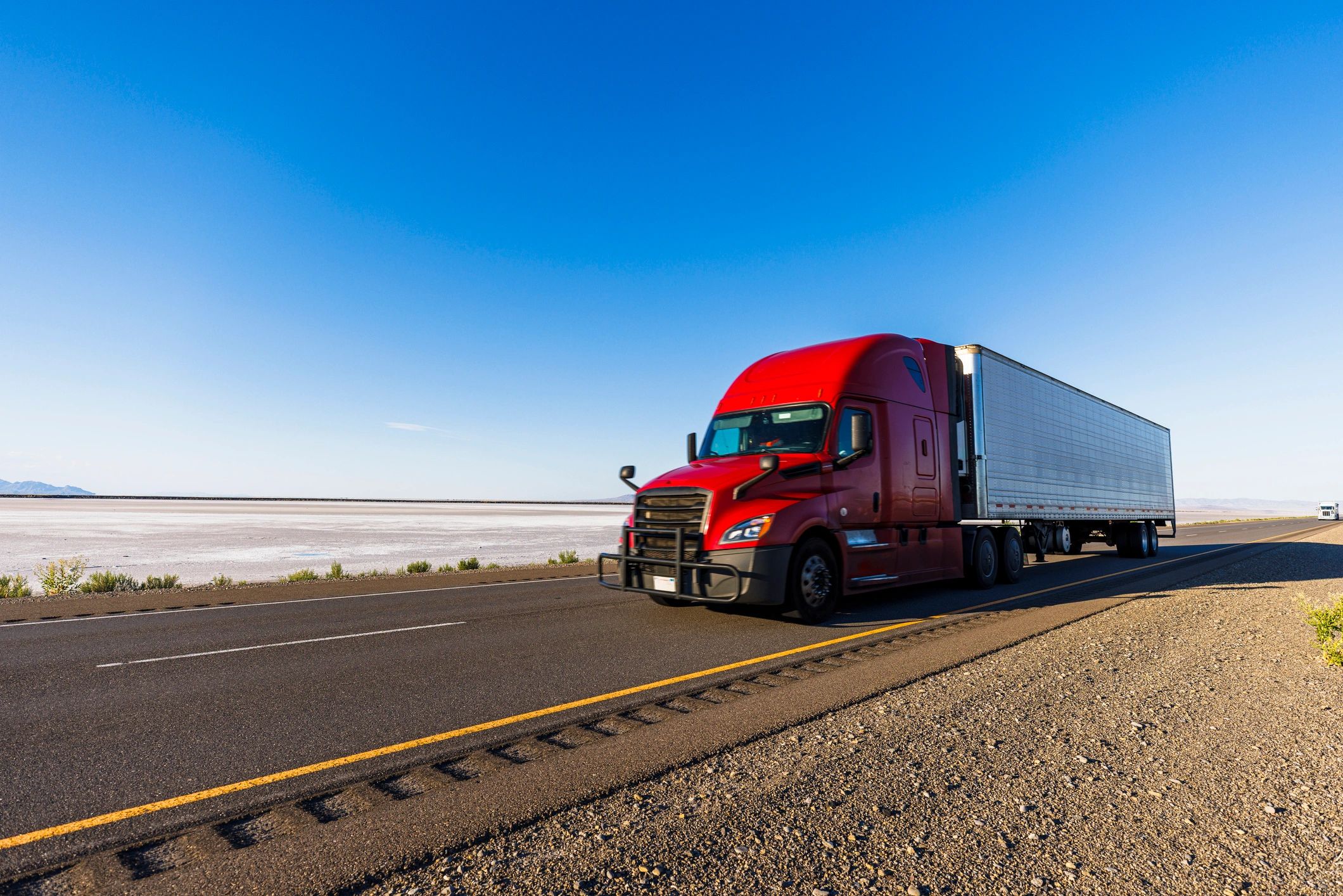 Semi truck hauling freight on a U.S. highway